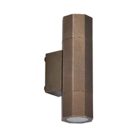 CLA Octo Aged Brass GU10 Exterior Octagonal Up Down Pillar Light IP65