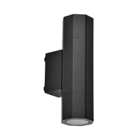CLA Octo Black GU10 Exterior Octagonal Up Down Pillar Light IP65