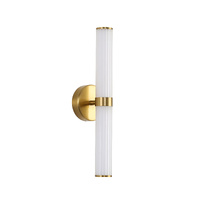 Oriel Sassy Satin Brass Ribbed Tri-Colour LED Wall Light