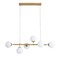 Oriel Eva 6 Light Satin Brass Opal Glass Pendant