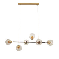 Oriel Volli 6 Light Satin Brass Optic Glass Pendant
