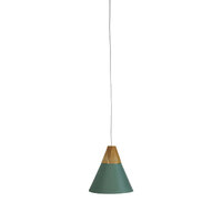 Oriel Lighting Trigo 20 E27 Pendant Green with Timber Accent