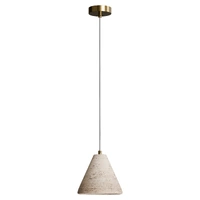 Calibo Orville 200mm Brass and Natural Travertine E27 Pendant Light