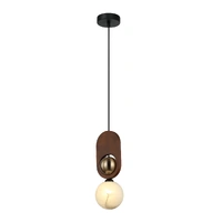 CLA Palta Opal Glass Pendant Light Brass & Wood
