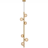 Telbix Elson 6 Light Pendant Antique Gold with Amber Tear Glass
