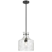 Telbix Perron 1 Light Pendant Black Textured Glass E27