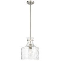 Telbix Perron 1 Light Pendant Nickel Textured Glass E27