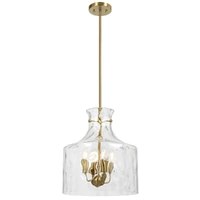 Telbix Perron 4 Light Pendant Antique Gold Textured Glass