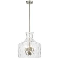 Telbix Perron 4 Light Pendant Nickel Textured Glass