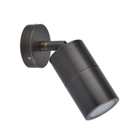CLA Solid Brass Adjustable Wall Pillar Light Rustic Brass IP65