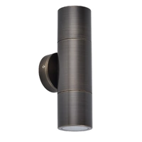 CLA Solid Brass Up & Down Wall Pillar Light Rustic Brass IP65