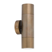 CLA Solid Brass Up & Down Wall Pillar Light Aged Brass IP65