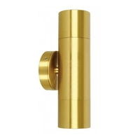 CLA Solid Brass Up & Down Wall Pillar Light Polished Brass IP65