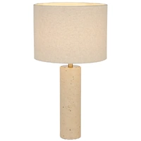 Telbix Polano Table Lamp Large Beige Travertine and Ivory Fabric