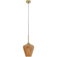 Calibo Ribbon 230mm Ribbed Glass Pendant Amber & Gold