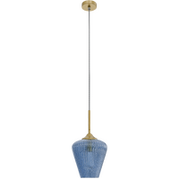 Calibo Ribbon 230mm Ribbed Glass Pendant Blue & Gold