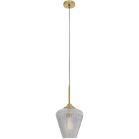 Calibo Ribbon 230mm Ribbed Glass Pendant Clear & Gold