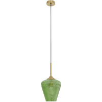 Calibo Ribbon 230mm Ribbed Glass Pendant Green & Gold