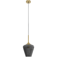 Calibo Ribbon 230mm Ribbed Glass Pendant Smoke & Gold