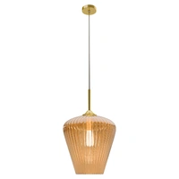 Calibo Ribbon 360mm Ribbed Glass Pendant Amber & Gold