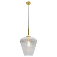 Calibo Ribbon 360mm Ribbed Glass Pendant Clear & Gold