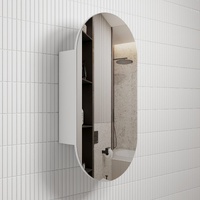 Aulic Beau Monde Shaving Cabinet Matte White Oval 450mm