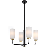 Telbix Sebring 4 Light Pendant Black, Antique Gold and Opal Glass