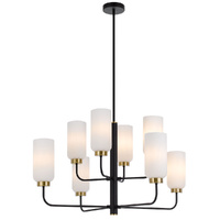 Telbix Sebring 8 Light Pendant Black, Antique Gold and Opal Glass