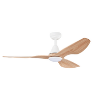ThreeSixty Simplicity 45 Inch DC Ceiling Fan White with Light Oak Blades and 18W LED Light