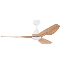 ThreeSixty Simplicity 52 Inch DC Ceiling Fan White with Light Oak Blades and 18W LED Light