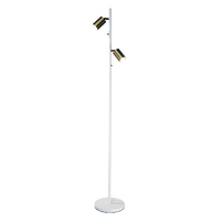 Oriel Ponte Twin Floor Lamp White & Satin Brass