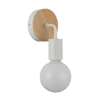 CLA Solo Iron Bracket Round Wood Wall Light White