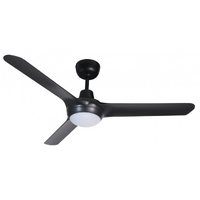 Ventair Spyda 1250 3-Blade Ceiling Fan Black with Light