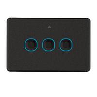 Mercator Smart Triple Light Switch Black Zigbee