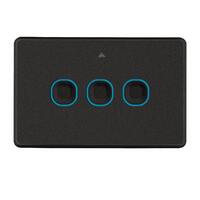 Mercator Smart Triple Light Switch Black Zigbee