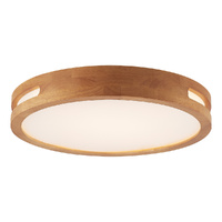 Telbix Thalia 40cm 24W 3CCT LED Oyster Ceiling Light Teak Wood