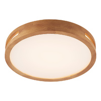 Telbix Thalia 50cm 36W 3CCT LED Oyster Ceiling Light Teak Wood