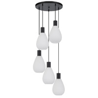 Telbix Tresor 5 Light Pendant Black and Opal Glass
