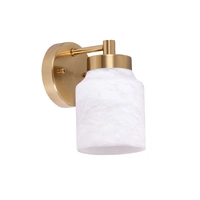 CLA Tufo White Jar Alabaster Wall Light Brass