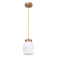 CLA Tufo White Jar Alabaster Pendant Brass