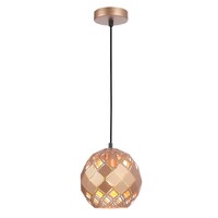 CLA Tuile Small Wine Glass Embossed Tiled Pendant Light in Champagne Gold