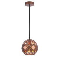 CLA Tuile Large Wine Glass Embossed Tiled Pendant Light in Coffee Gold
