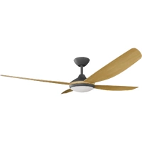 Calibo Vanga 56" DC Smart Ceiling Fan with LED Light and Remote Control Black/Bamboo