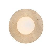 Telbix Varon Wall Light Beige Travertine with Opal Matt Glass