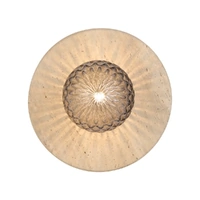 Telbix Varon Wall Light Beige Travertine with Smoke Tear Glass