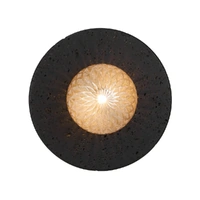 Telbix Varon Wall Light Black Travertine with Amber Tear Glass