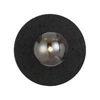 Telbix Varon Wall Light Black Travertine with Smoke Glass