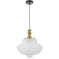 Telbix Verdun 40cm Pendant Light Antique Gold and Frost Glass