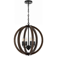 Telbix Vestal 4 Light Pendant Black and Walnut