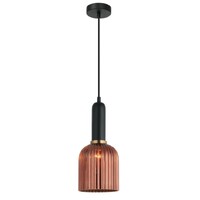 CLA Vintaj Copper Ribbed Glass Ellipse Pendant Light